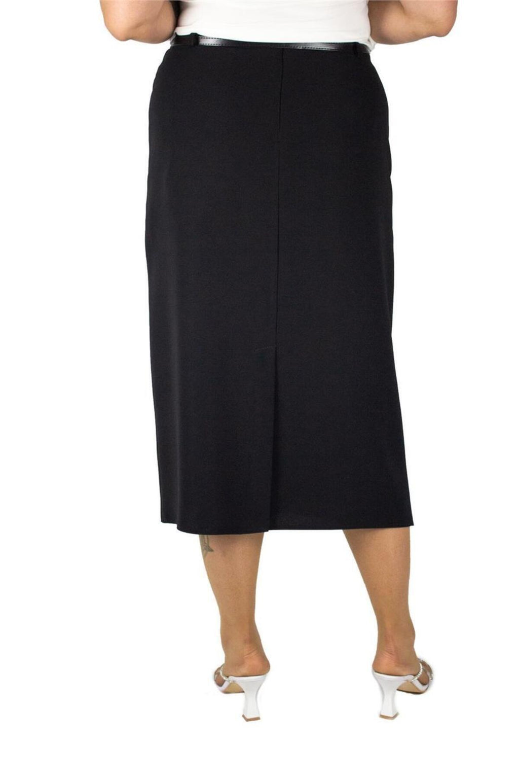 Plus Size Embellished Single-Pleat Midi Skirt in Black – additional product view
