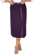 Plus Size Linear Embroidered Pleat-Detail Midi Skirt in Plum – Lady Fancy wholesale size pack