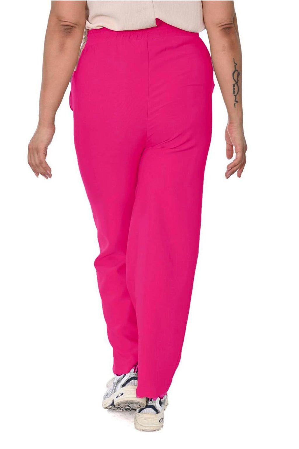 Plus Size Drawstring Wide-Leg Sweatpants in Pink – additional product view