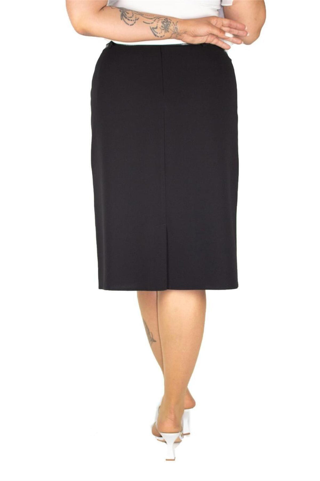 Plus Size Floral Embellished Straight Skirt in Black – additional product view