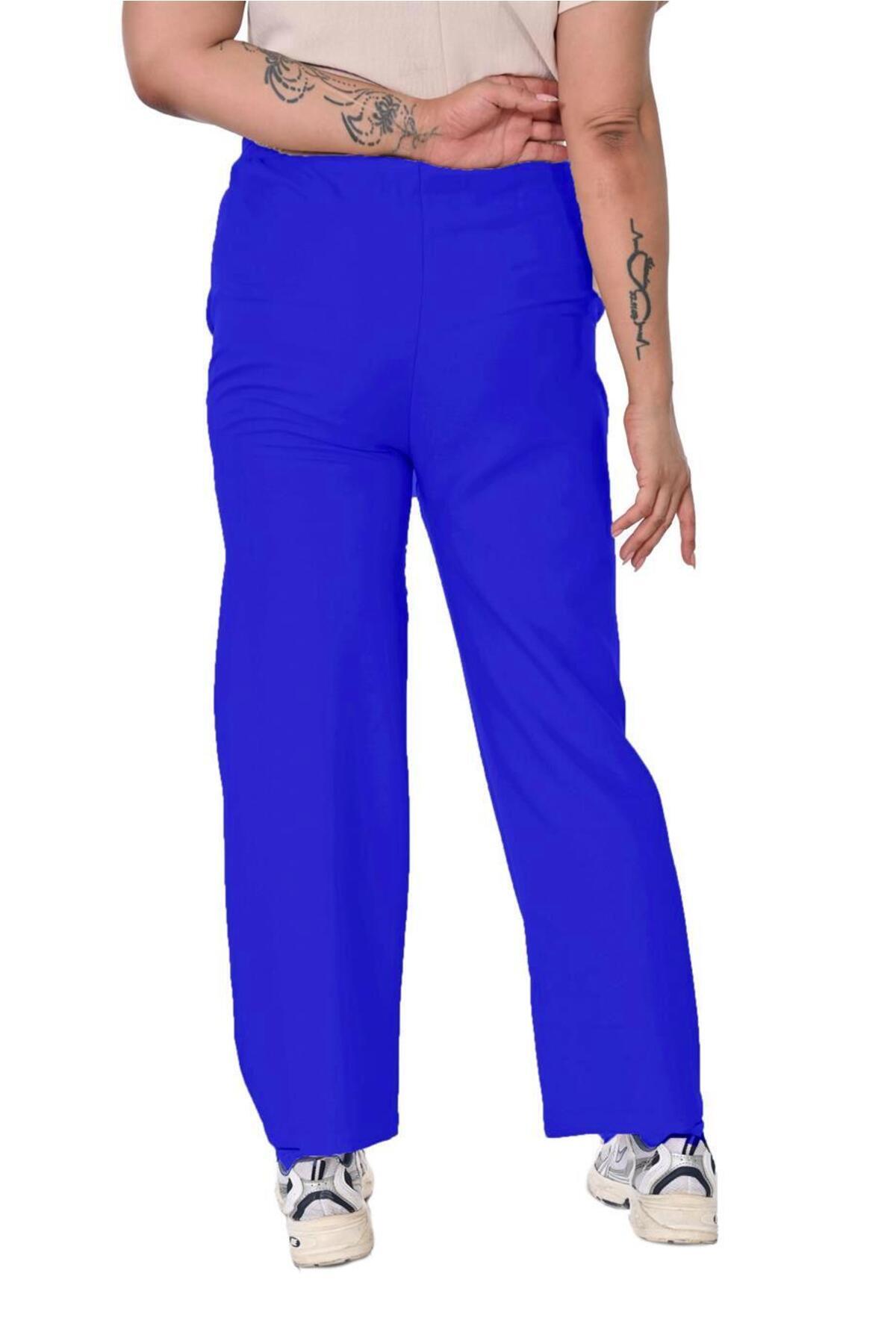 Plus Size Drawstring Wide-Leg Sweatpants in Royal blue – additional product view