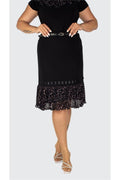 Plus Size Decorative Ruffle-Hem Skirt in Black with patterned hem detail – Lady Fancy wholesale size pack
