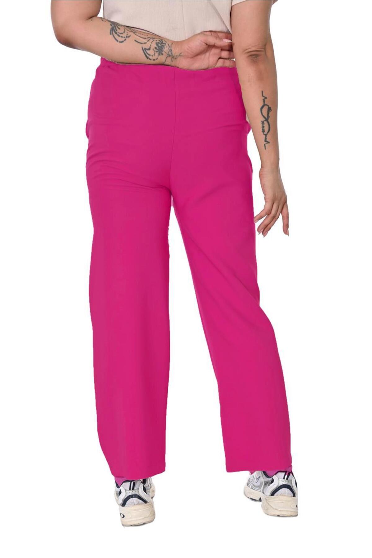 Plus Size Drawstring Wide-Leg Sweatpants in Pink – additional product view