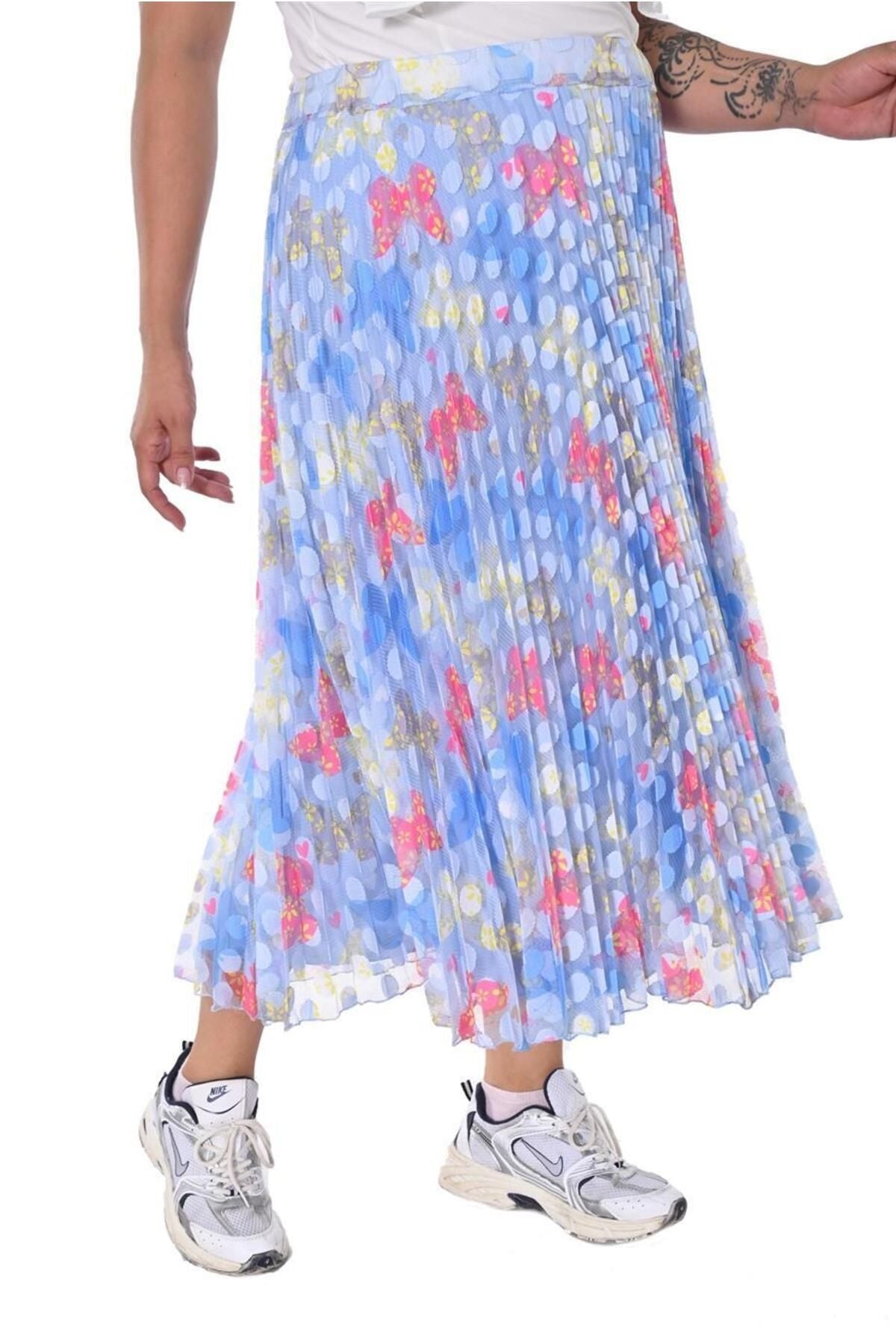 Plus Size Multicolour Pleated Tulle Skirt in Pastel multicolour print – Lady Fancy wholesale size pack
