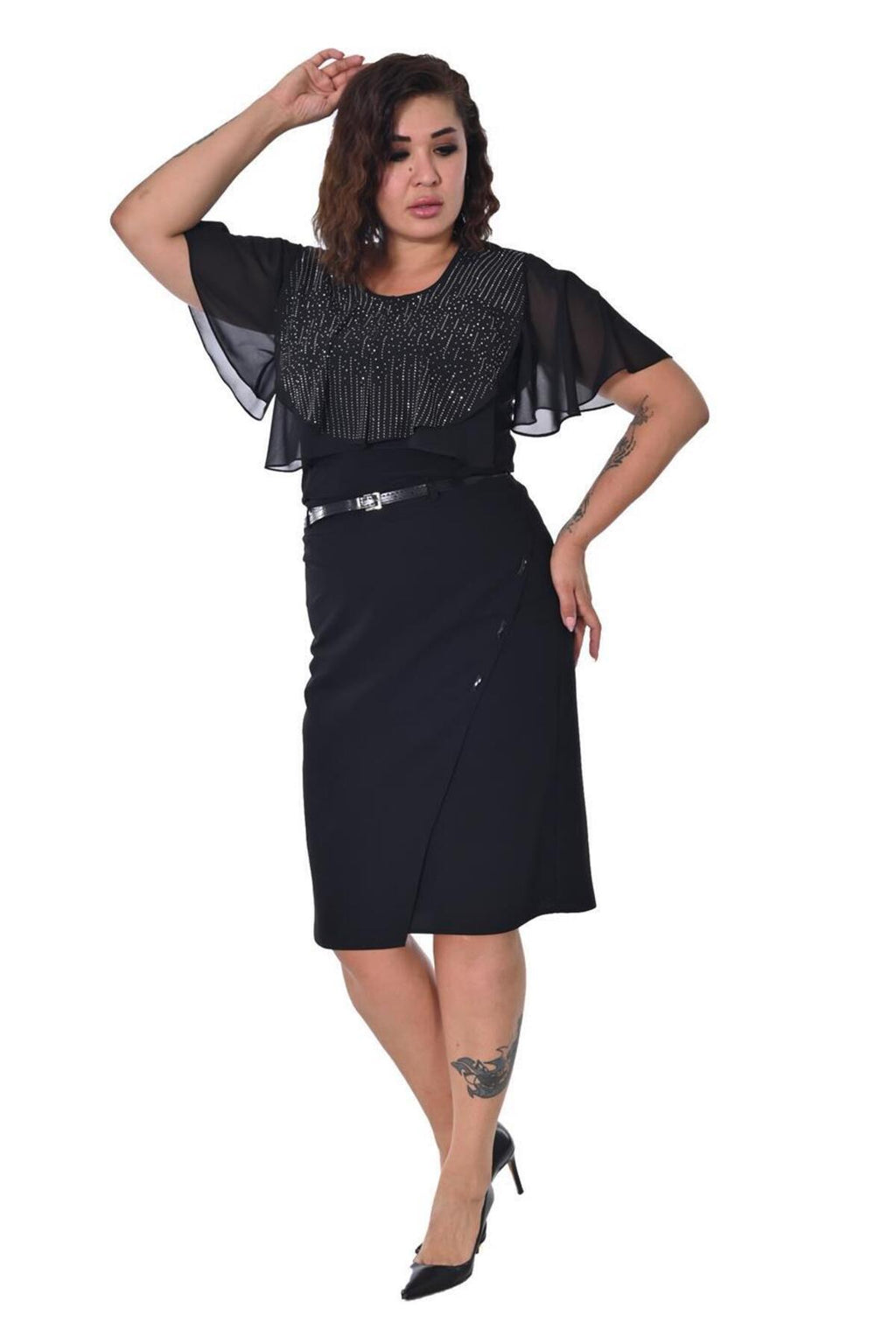 Plus Size Embellished Overlay Blouse in Black – Lady Fancy wholesale size pack