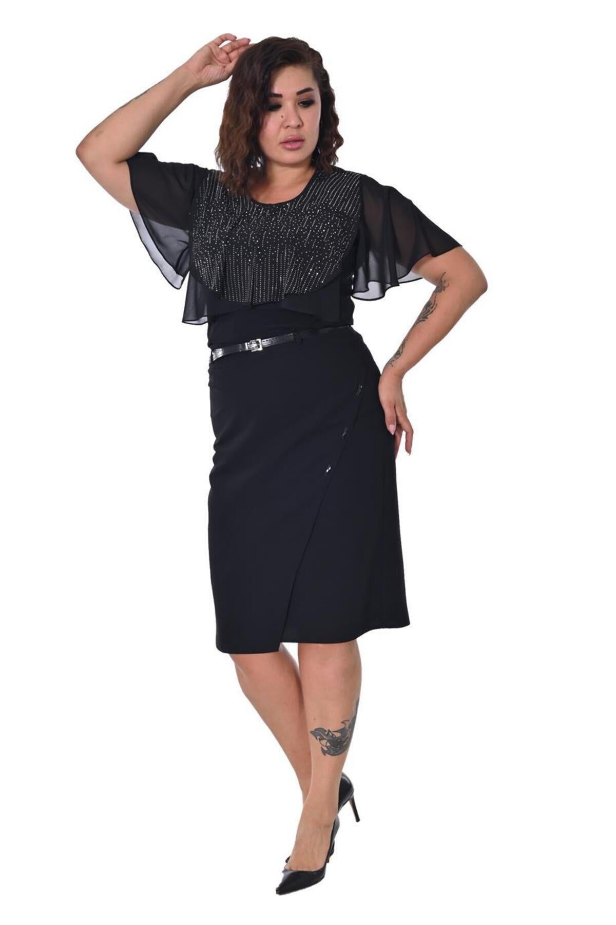 Plus Size Embellished Overlay Blouse in Black – Lady Fancy wholesale size pack