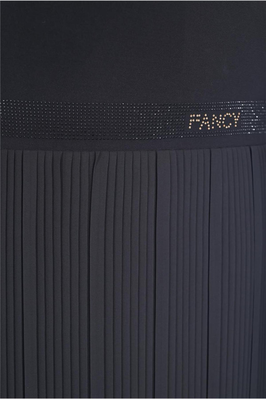Plus Size Embellished Band Pleated Chiffon Skirt in Black – additional product view