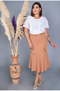 Plus Size Embroidered Fishtail Midi Skirt in Gold – Lady Fancy wholesale size pack