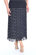 Plus Size Polka-Dot Pleated Chiffon Skirt in Black with white dots – Lady Fancy wholesale size pack