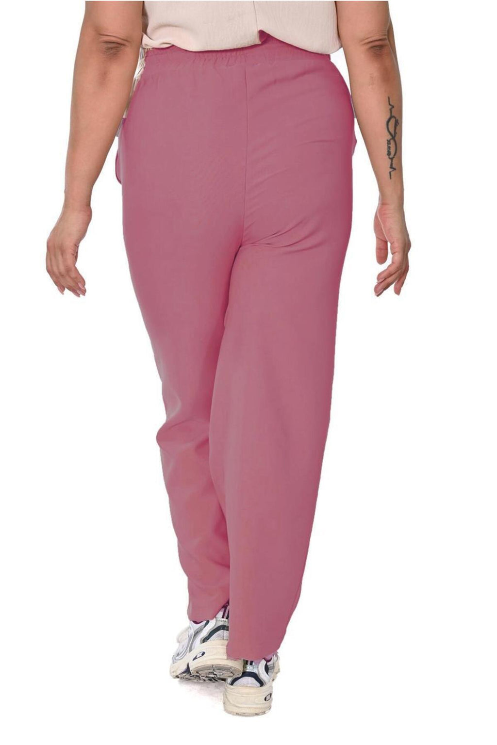 Plus Size Drawstring Wide-Leg Sweatpants in Dusty rose – additional product view