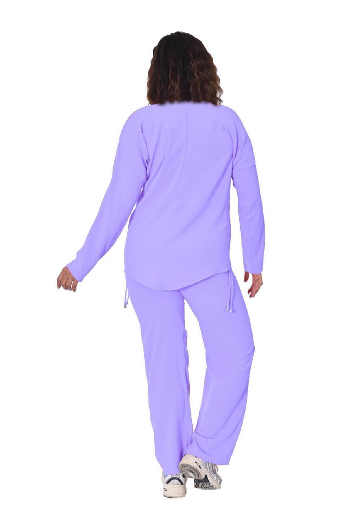 Plus Size Long-Sleeve Embellished Tracksuit in Lilac – additional product view