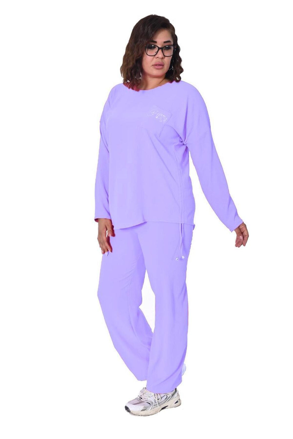Plus Size Long-Sleeve Embellished Tracksuit in Lilac – additional product view