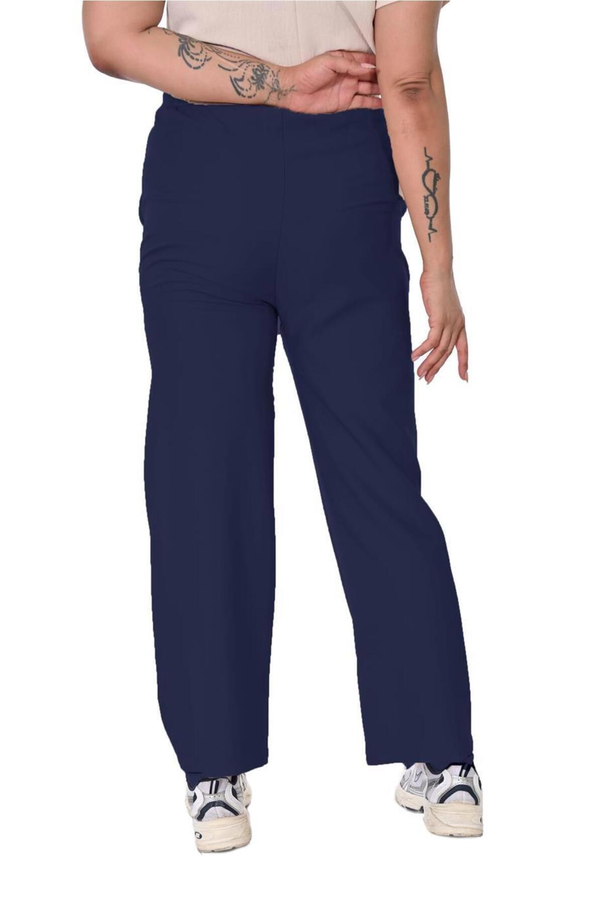 Plus Size Drawstring Wide-Leg Sweatpants in Navy – additional product view