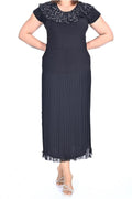 Plus Size Embellished Lettering Pleated Chiffon Skirt in Black – Lady Fancy wholesale size pack