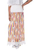 Plus Size Lace-Trim Printed Tulle Skirt in Multicolour with white details – Lady Fancy wholesale size pack