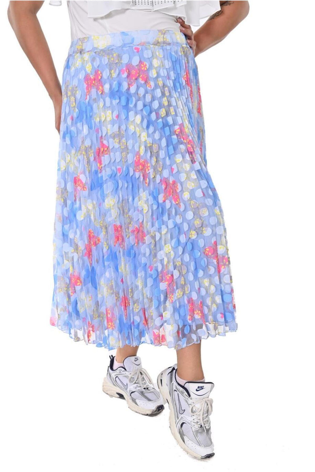 Plus Size Multicolour Pleated Tulle Skirt in Pastel multicolour print – additional product view