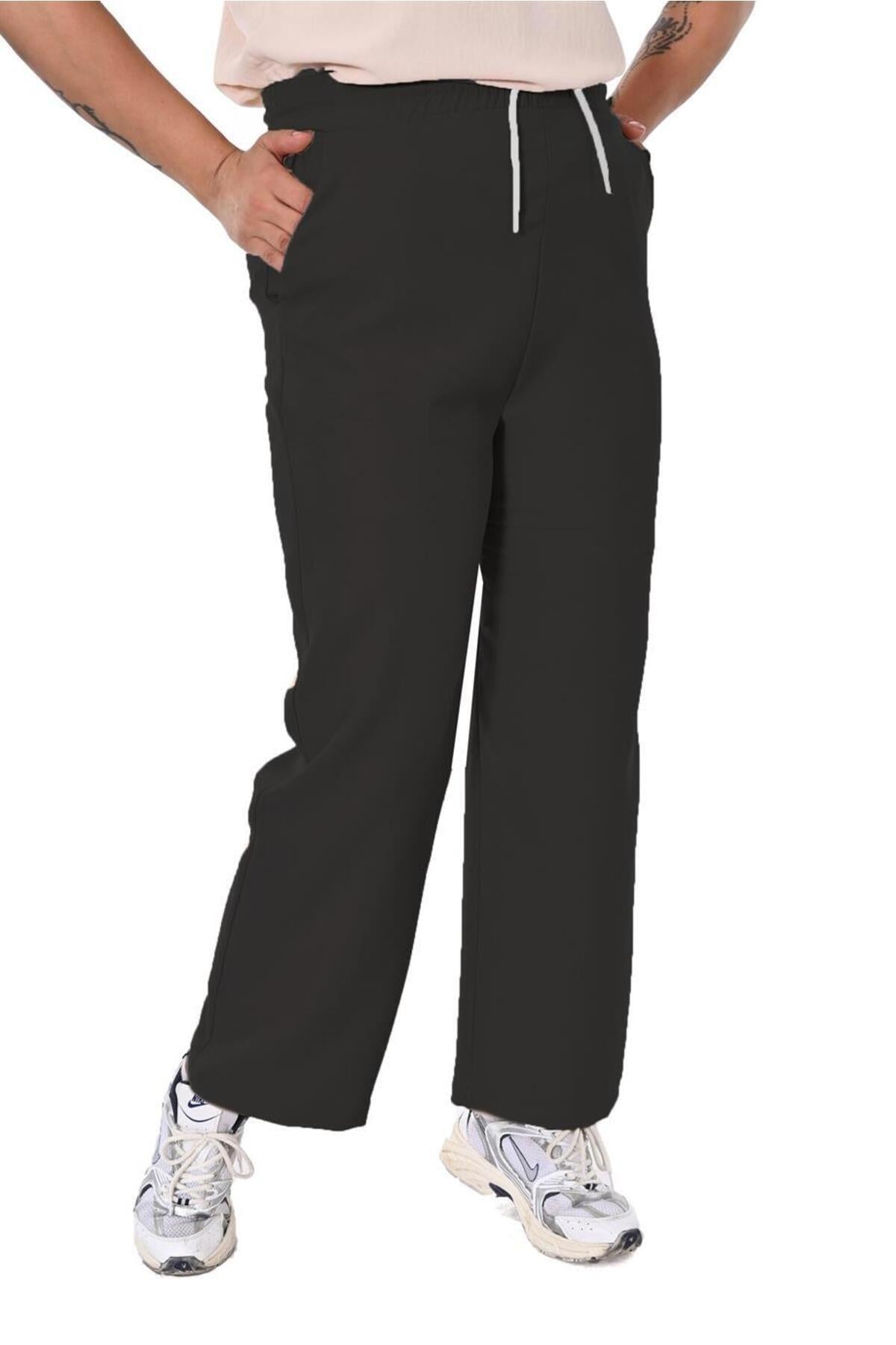 Plus Size Drawstring Wide-Leg Sweatpants in Black – Lady Fancy wholesale size pack