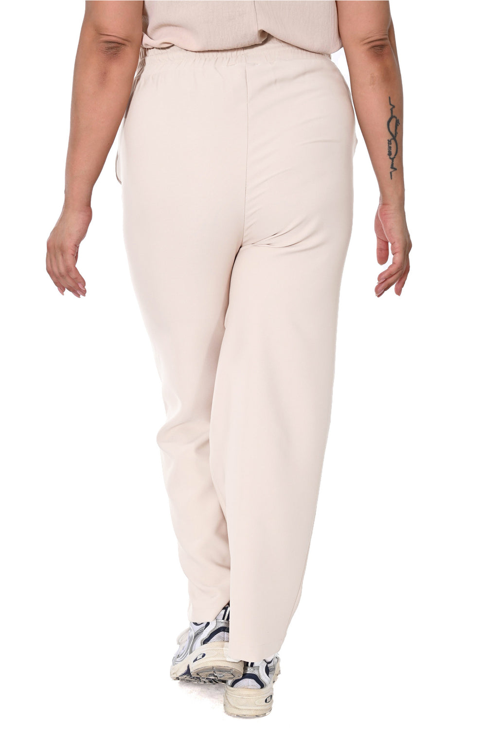 Plus Size Drawstring Wide-Leg Sweatpants in Cream – additional product view