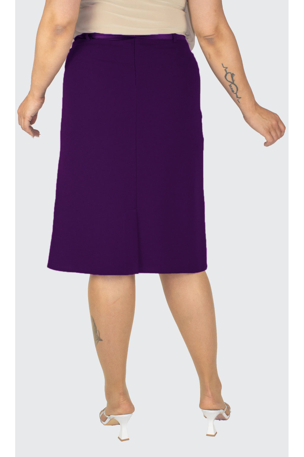 Plus Size Pintuck-Detail Straight Skirt in Purple – additional product view