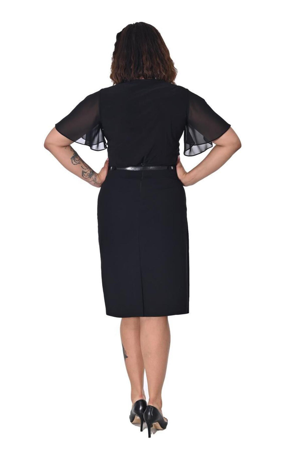 Plus Size Embellished Overlay Blouse in Black – additional product view
