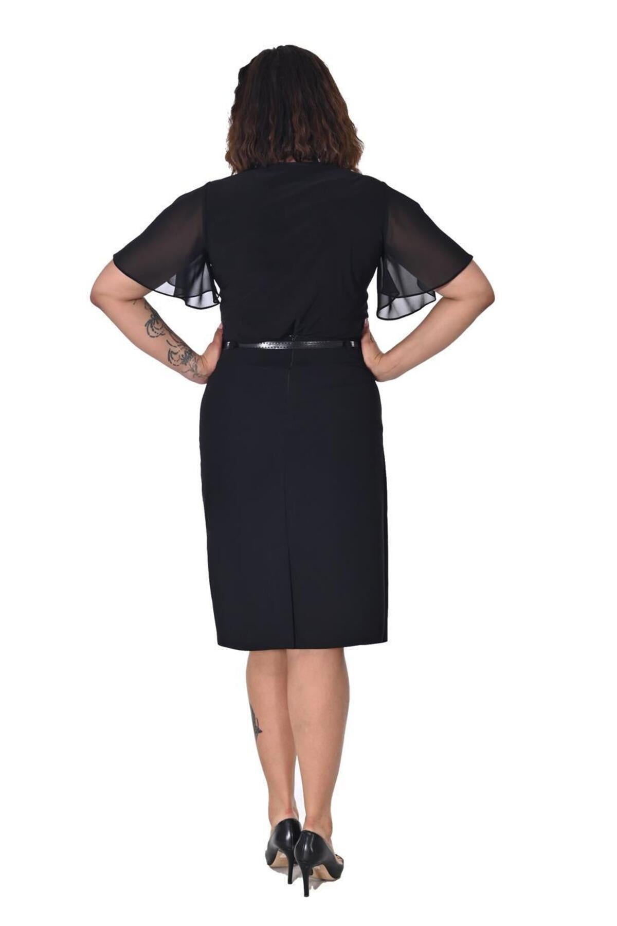 Plus Size Embellished Overlay Blouse in Black – additional product view