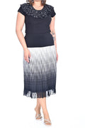 Plus Size Graduated Dot-Print Chiffon Skirt in Black and white graduated print – Lady Fancy wholesale size pack