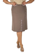 Plus Size Embroidered Triple-Pleat Skirt in Taupe / mink – Lady Fancy wholesale size pack
