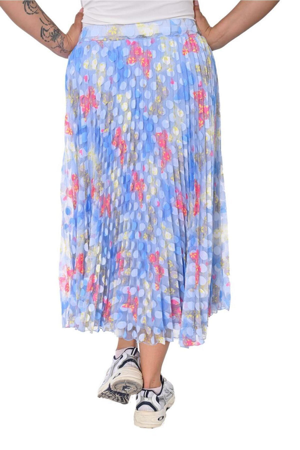 Plus Size Multicolour Pleated Tulle Skirt in Pastel multicolour print – additional product view