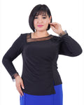 Plus Size Flower-Detail Ruched Blouse in Black – Lady Fancy wholesale size pack