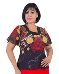 Plus Size Chain-Print Blouse in Black / red chain print – Lady Fancy wholesale size pack