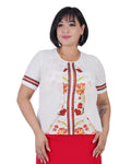 Plus Size Floral Panel-Print Blouse in White / multicolour floral – Lady Fancy wholesale size pack