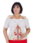 Plus Size Floral Overlay Blouse in White / floral print – Lady Fancy wholesale size pack