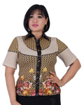 Plus Size Geometric Floral Blouse in Black / tan print – Lady Fancy wholesale size pack