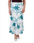 Plus Size Botanical Long Skirt in White / teal floral print – Lady Fancy wholesale size pack