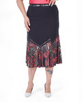 Plus Size Printed Pleated-Hem Skirt in Black / red print – Lady Fancy wholesale size pack