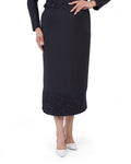 Plus Size Lace-Hem Long Skirt in Black – Lady Fancy wholesale size pack
