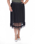 Plus Size Sheer-Stripe Pleated Skirt in Black – Lady Fancy wholesale size pack