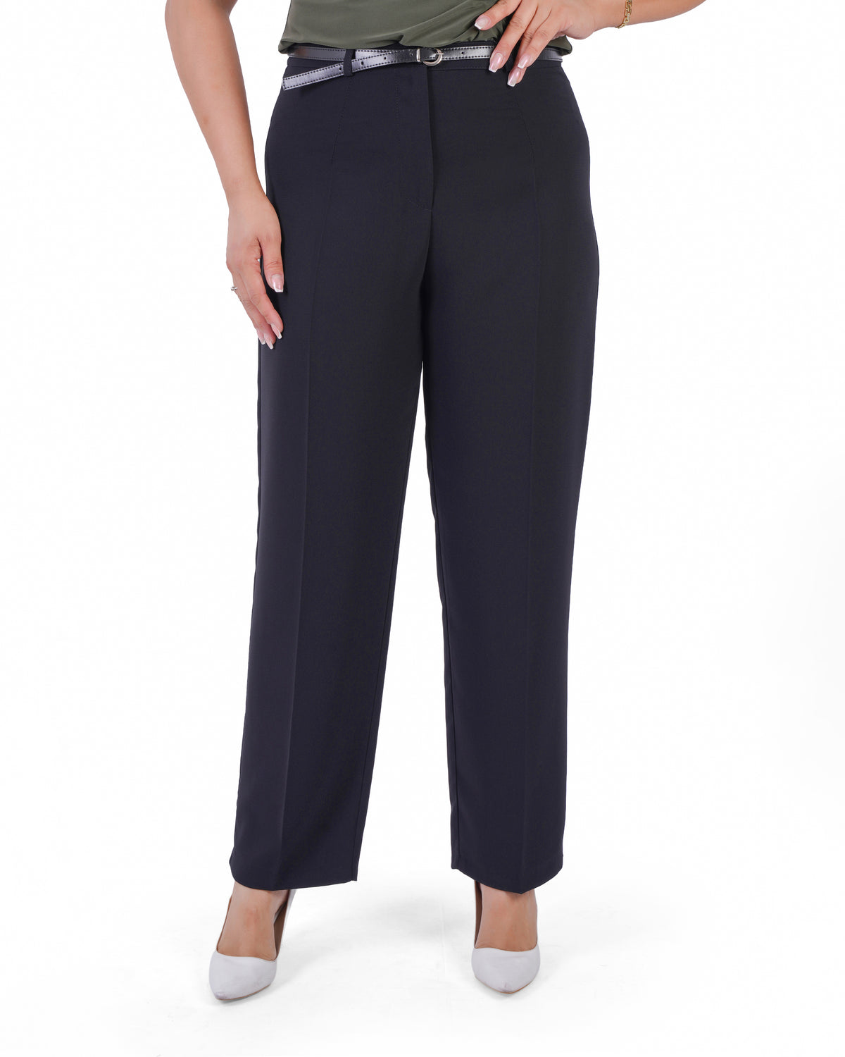 Plus Size Tailored Straight-Leg Trousers in Black – Lady Fancy wholesale size pack