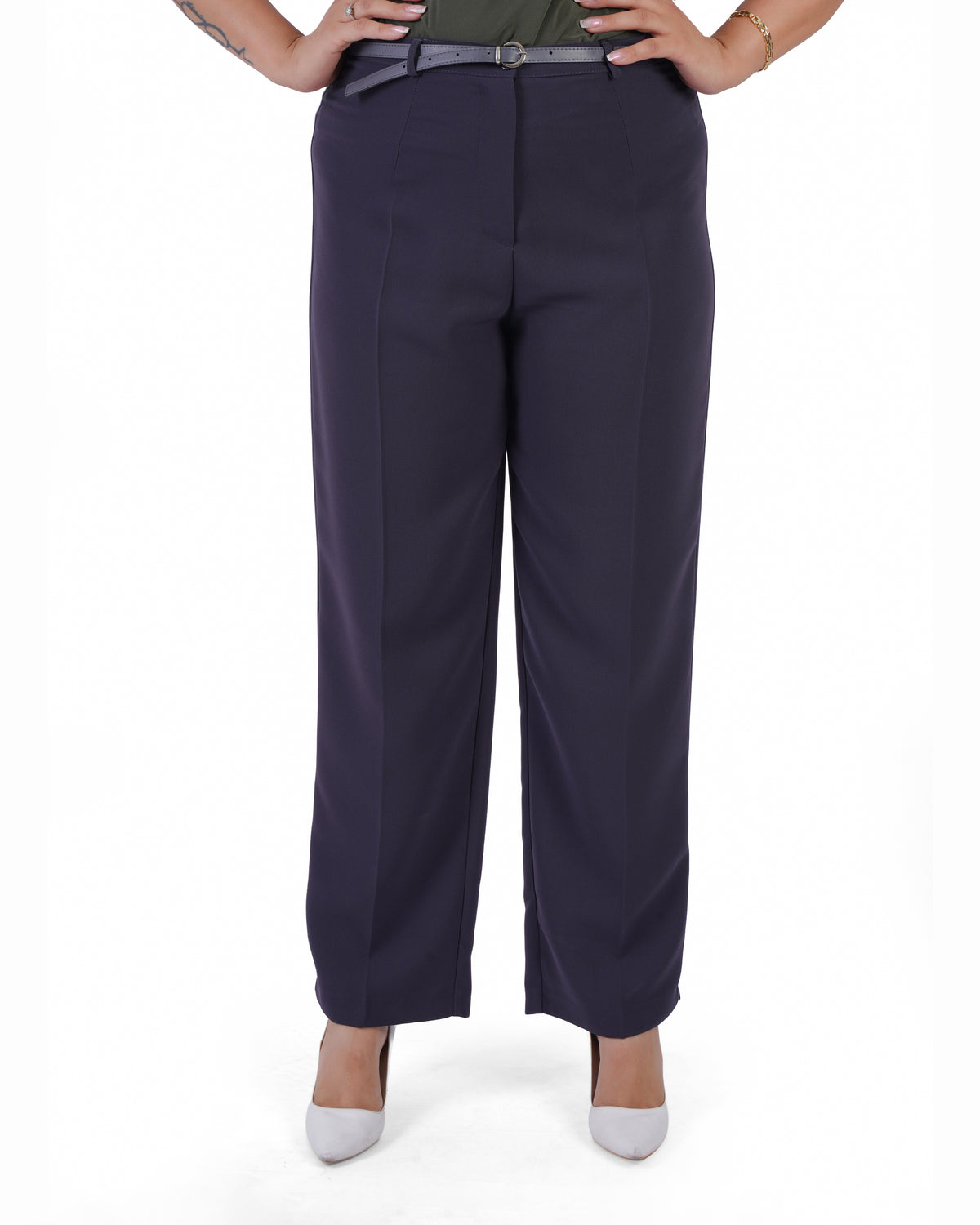 Plus Size Tailored Straight-Leg Trousers in Plum – Lady Fancy wholesale size pack
