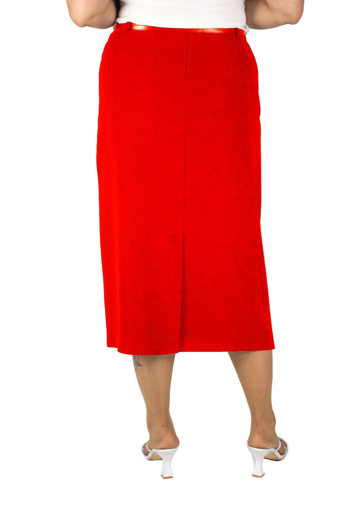 Plus Size Embellished Single-Pleat Midi Skirt in Red – Lady Fancy wholesale size pack