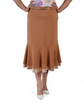 Plus Size Botanical Flounce Skirt in Camel – Lady Fancy wholesale size pack