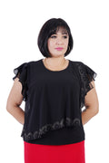 Plus Size Embellished Overlay Blouse in Black – Lady Fancy wholesale size pack
